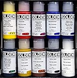 Golden Fluid Acrylic, 1 Ounce Set Of 10, Assorted Colors