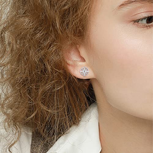 Compass Earrings 925 Sterling Silver Nautical Studs Earrings For Women Sailor Earrings Minimalist Stud Nautical Jewelry Sea Oceans Gifts For Women Girls Friends #TOP5