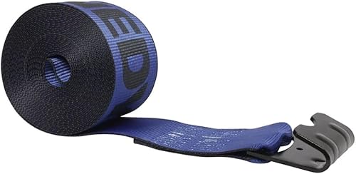 Mytee Products Kinedyne Correas de Cabrestante 4" x 30' Azul Resistentes para Sujeción con Ganchos Planos WLL# 5400 lbs Control de Carga de 4