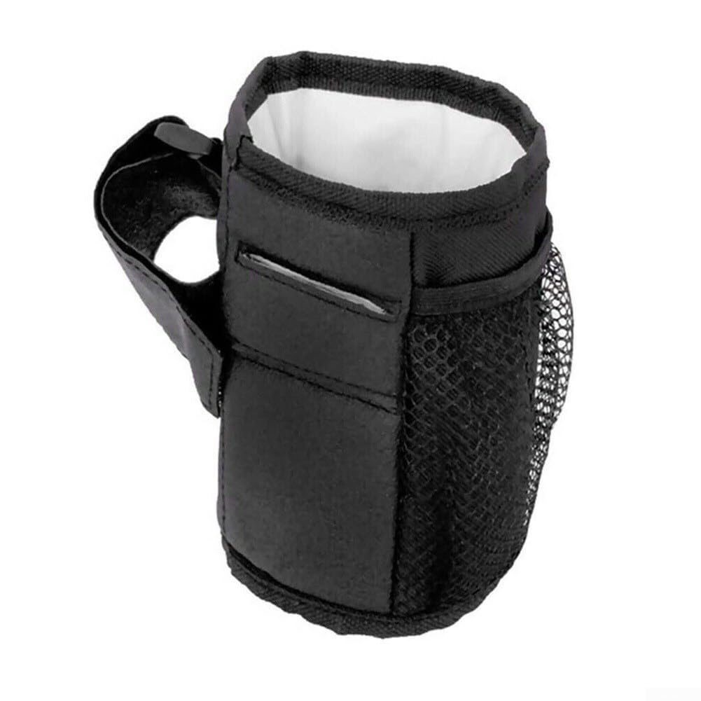 Soporte portátil para botellas de bebidas, bolsa de almacenamiento para cochecitos, andadores, sillas de ruedas, andador, portabotellas de agua de tela Oxford impermeable, fácil de instalar