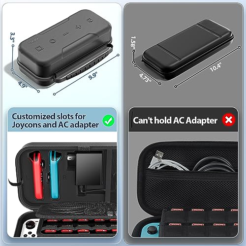 Image of Nintendo Switch /OLED Compatible Carry Case - Large Hard Shell Case for 20 Games & Accessories, Black