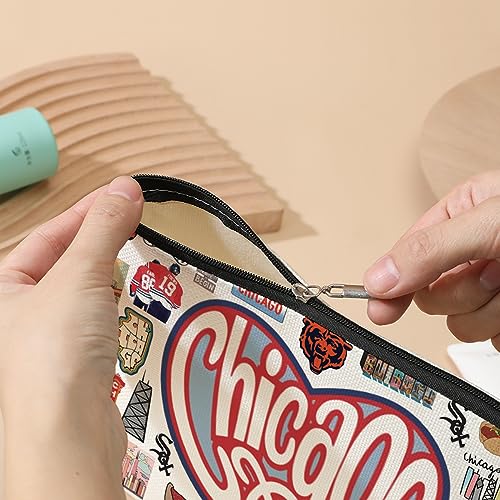 Chicago Travel Gift Cosmetic Bag Chicago Lover Gifts Makeup Bag Chicago Souvenir Gift Chicago State Welcome Gift for Women Friends Sister Birthday Christmas Bachelorette Party Favors Girls Trip Gifts4
