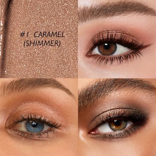 Wugbc Eyeshadow Stick Waterproof Cream Eye Shadow Pencil Long-Lasting Crease-Proof Shimmer Glitter Eyeshadow Crayon Smooth High Pigmented Highlighter Neutral Eye Shadow Liner Makeup, 1 CARAMEL - 1
