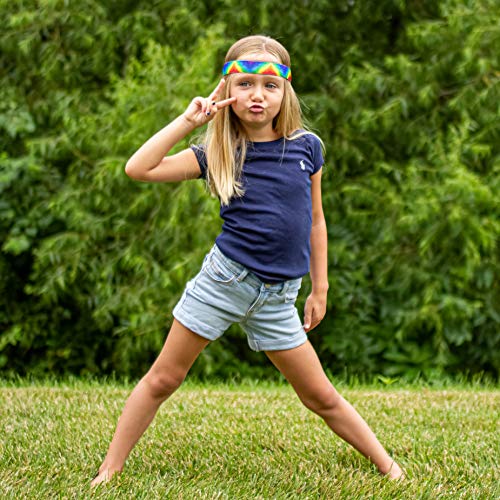FROG SAC 6 Tie Dye Headbands for Girls - Adjustable No Slip Rainbow Head Band for Kids, Stretch Elastic Hair Bands for Toddlers, Cute Cloth Fabric Athletic Sport Hair Accessories for Children 7