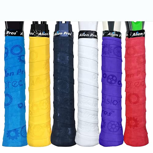 Alien Pros Tennis Racket Grip Tape (6 Grips) â€“ Precut and Dry Feel Tennis Grip â€“ Designer Tennis Overgrip Grip Tape Tennis Racket â€“ Wrap Your Racquet for High Performance (6 Grips, Precision)