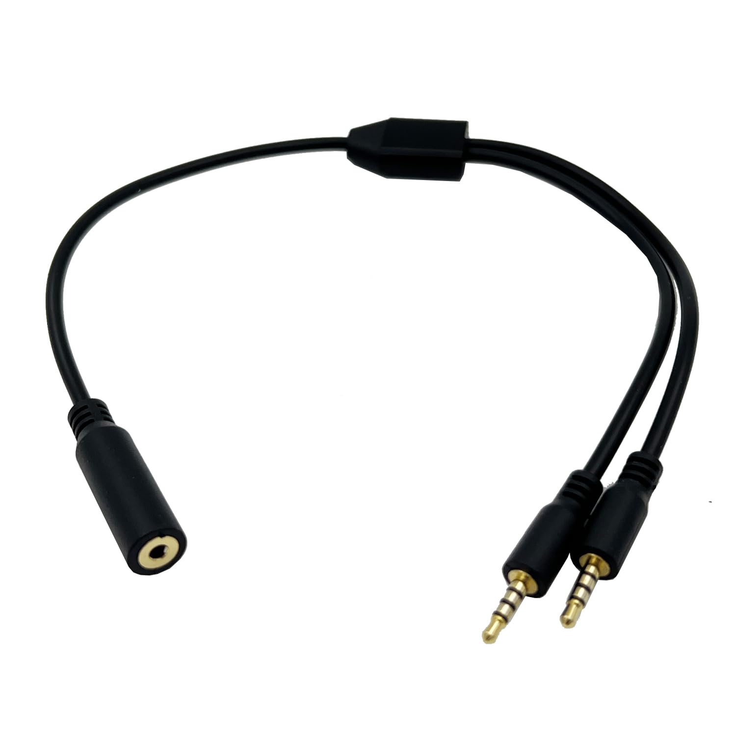 Cable divisor de audio de 2,5 mm, adaptador en Y para auriculares, hembra a doble macho, negro, 30 cm