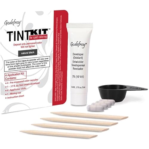 Godefroy Hair Color Kit for Spot Coloring, Covers Up Gray Hairs, Natural Black, 4-Application Kit