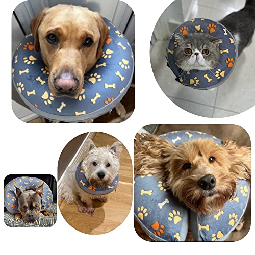 LittleBean Aufblasbare Halskrause Hund Katze Schutzkragen Krägen für Haustiere Hundekragen Leckschutz für Genesung nach Operationen oder Wunden (Graue Krallen, [Neck: 9.5'-11.5'] M)