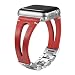 Secbolt Leather Bands Compatible Apple Watch Band Series 4 44mm, Series 3/2/1 42mm, Handmade Vintage Leather Bracelet, Hollowed Red