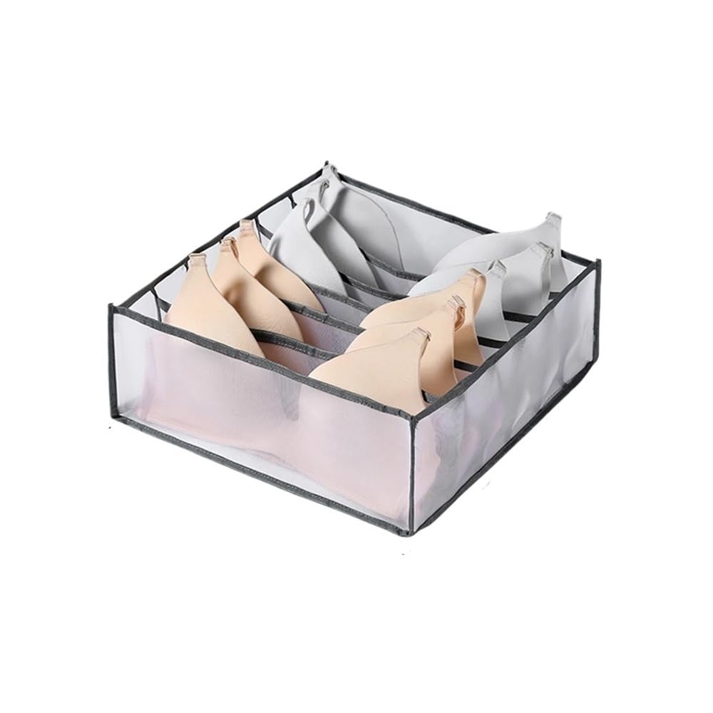 Sunrrafck Grey-6 Grids 1Pc﻿ Mesh Grid Underwear Storage Boxes For Closet Divider Drawer Clothes Organizer Dormitory Bra Socks Breathable Bag(Grey-6 Grids)