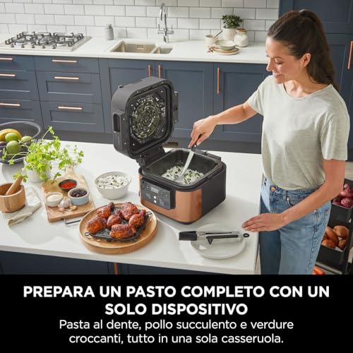 Ninja Speedi Pentola Elettrica Rapida 10 in 1, Friggitrice ad Aria, 5,7 l, Pasti per 4 in 15 Minuti, Frittura ad Aria e Cottura al Vapore, Nero/Rame, ON400EUCP - immagine 5