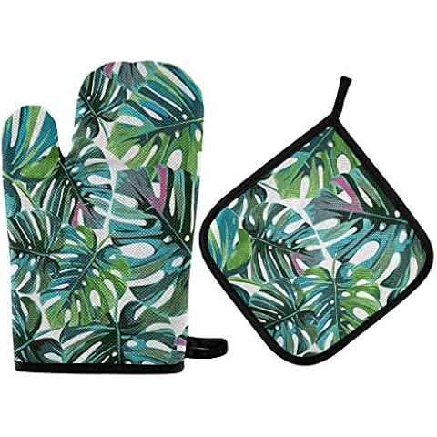 Mnsruu Tropical Palm Tree Oven Gloves Set Cover