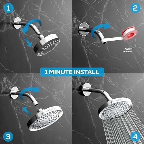 SparkPod Rain Shower Head, 6 Inch Round, Luxury Polished Chrome Finish - 2