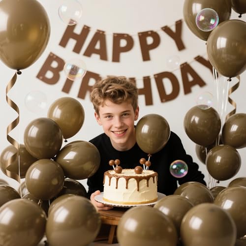 Image of 200pcs Brown Balloons 5 Inch, Small Mini Latex Balloons for Party Birthday Baby Shower Anniversary Festival Arch Garland Decoration