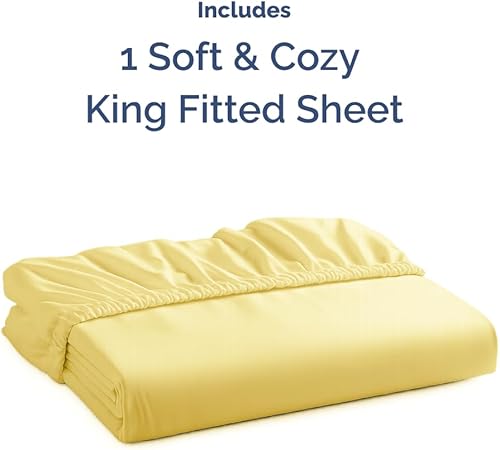 Miniatura 401 de King Fitted Bed Sheet - Bottom Single Fitted Sheet Only - Ultra-Soft Hotel Luxury Bedding w/ 8-16 Inch Deep Pockets - Breathable, Cooling & Wrinkle