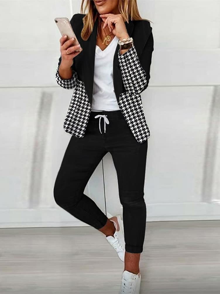 Onsoyours Tailleur 2 Pièces Femme Ensemble Blazer et Pantalon OL Couleur Unie Slim Fit Costume Bureau Revers et Pantalon Habillé Bureau Affaires