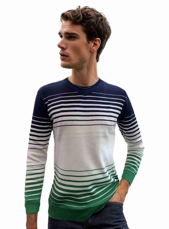 forwards Striped V-Neck Full-Sleeve Acrylic Sweater for Men-picture-43