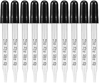 Glass Dropper 10 PCS Eye Dropper for Essential Oils,Straight-Tip Calibrated 1 ml Capacity Pipette Droppers With Highly-Functional Suction that Hold Fluids Medicines and Essential Oils