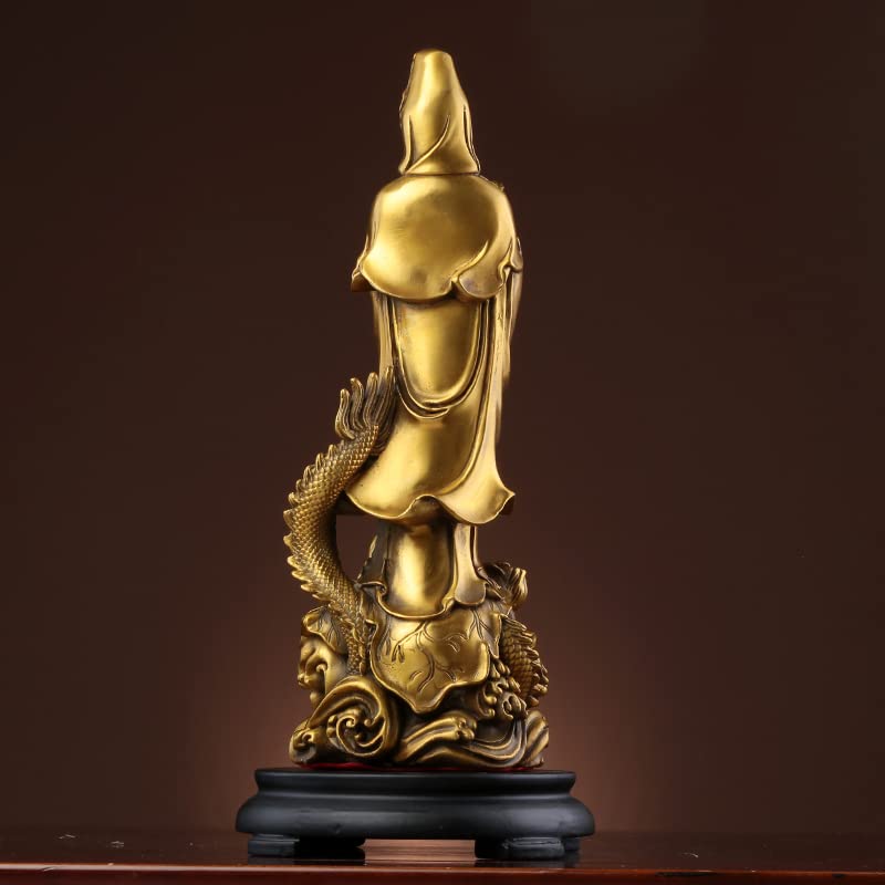 Amazon｜仏像 龍乗観音 観音像 立像 真鍮龍観音 騎龍観音 龍上観音