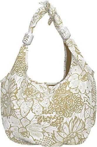 Pavilion-16" x 23" Beige & White Floral Tie Shoulder Purse