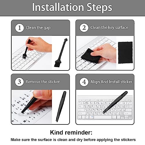 Arabic Keyboard Stickers[5 in 1], Arabic-English Letter Replacement with Black Letter/White Background, Matte Alphabet Vinyl Sticker for Computer, Laptop, Notebook, Desktop by Softamm - Used condition - Image 5