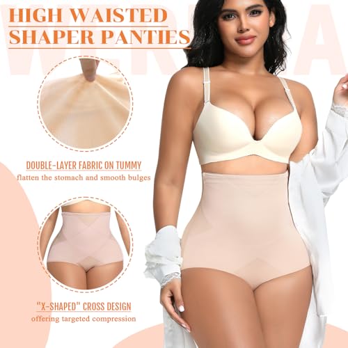 Image of Werena Tummy Control Shapewear for Women High Waisted Body Shaper Panties Seamless Shaping Underwear Panty Girdle
