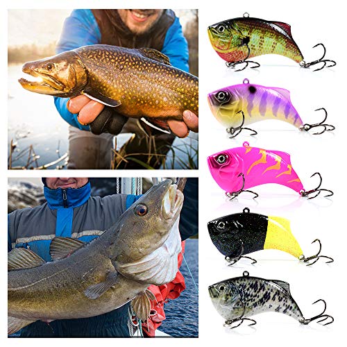 Yialia 65mm 14g Plástico Duro VIB Isca Crankbait 3D Olhos Realistas Afundando Iscas De Pesca Gancho