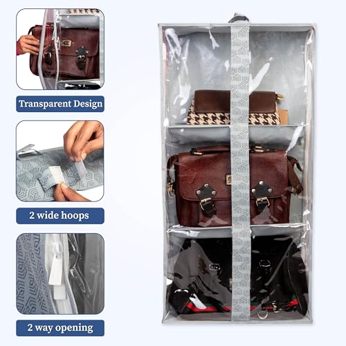 Image of Homestrap Handbag Hangease 3 Layer Bag Organizer Cover for Handbags|Transparent Storage Bag