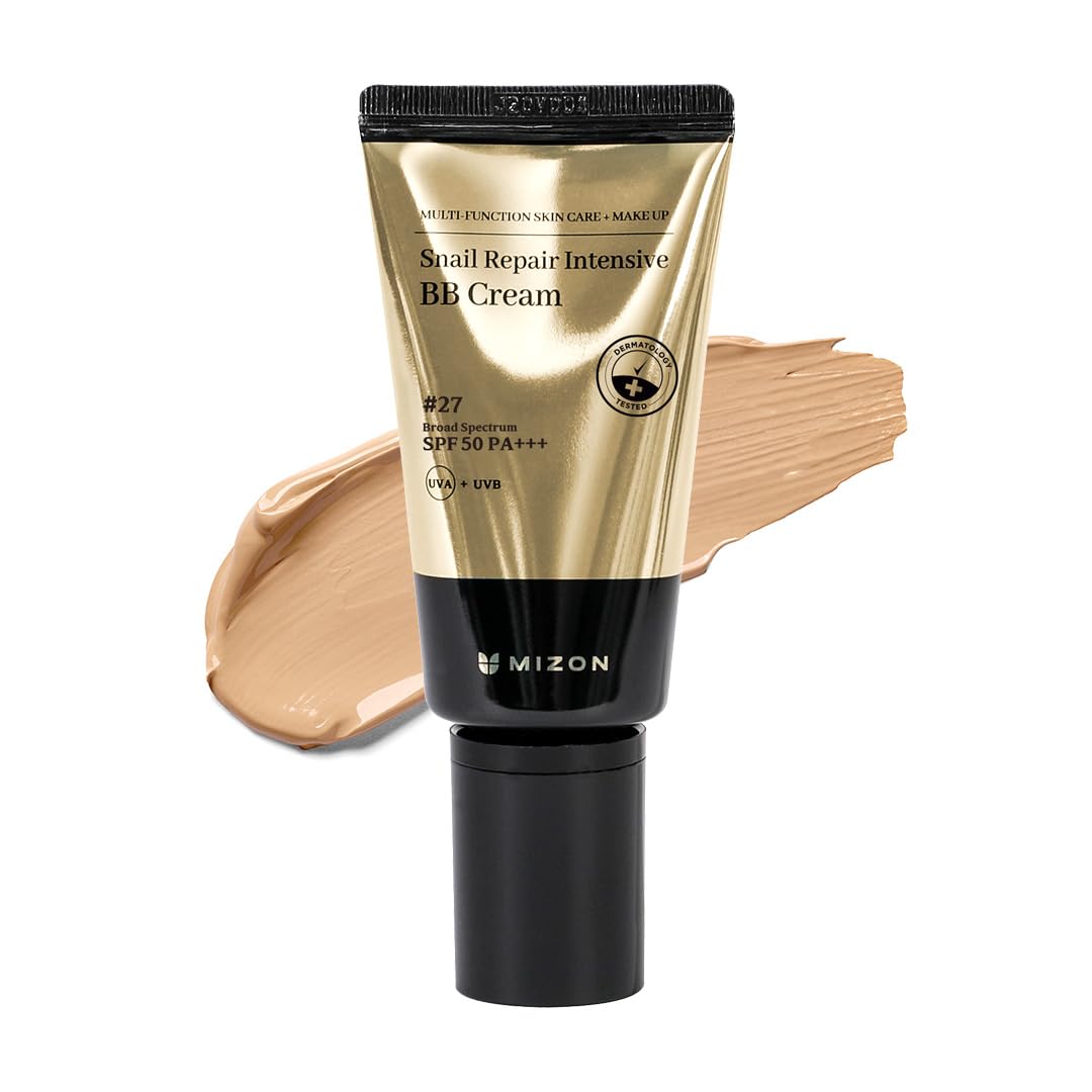 [MIZON] SNAIL REPAIR INTENSIVE BB CREAM SPF 50 (#27 - DARK BEIGE) Koreanische Hautpflege - Volle Deckkraft Makelloses Finish - Anti-Aging & Aufhellend - Parfümfrei - Ölfrei für Alle Hauttypen