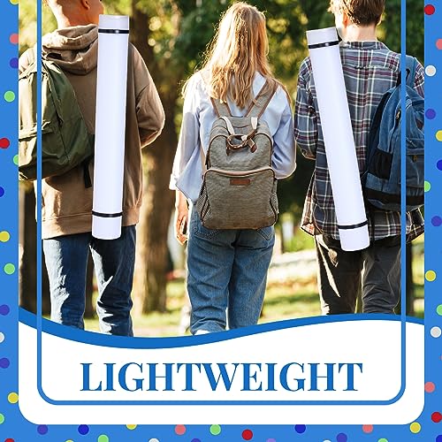 Image of Ireer 6 Pcs Expandable Poster Tube with Strap for Documents Artwork Container Poster Transport Map Holder Tube Blueprint Storage Carrying Case for Architect Teacher Student 24.5'' to 40''(White)