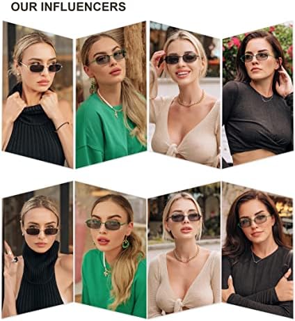 SOJOS Retro Hippie Rectangle Sunglasses 70s Vintage Trendy Small Narrow UV400 Sunnies SJ1187, Gold/Grey