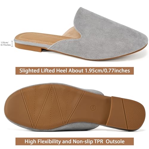 Image of Ecetana Mules for Women Flats Shoes: Comfortable Slip On Casual Work Slides Round Toe Backless Loafers