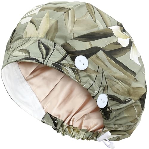 Image of ABAMERICA Bouffant Caps with Button and Sweatband, Adjustable Scrub Caps for Women Men, One Size Multi Color