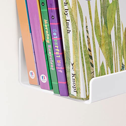 Image of upsimples 2 Pcs 15 inch Acrylic Shelves for Wall Organize and Display, White | Cute Floating Shelf for Perfume, Skincare, Nail Polish, Wall Organizer for Bedroom, Living Room, Playroom, Room Decor