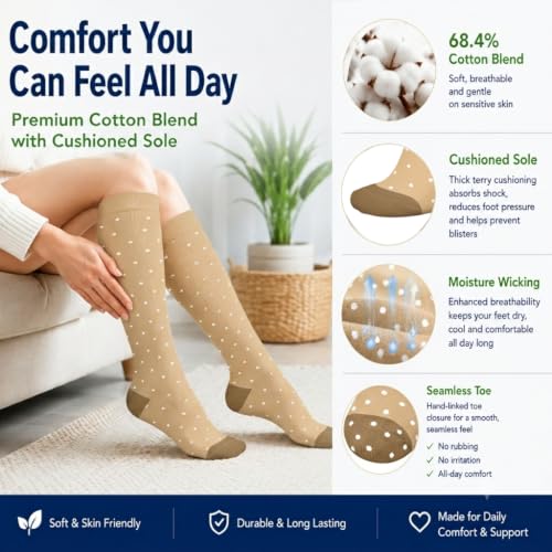 Image of 4 Pairs Compression Socks for Women Circulation-Best Support for Nurses,Running,Athletic,Travel