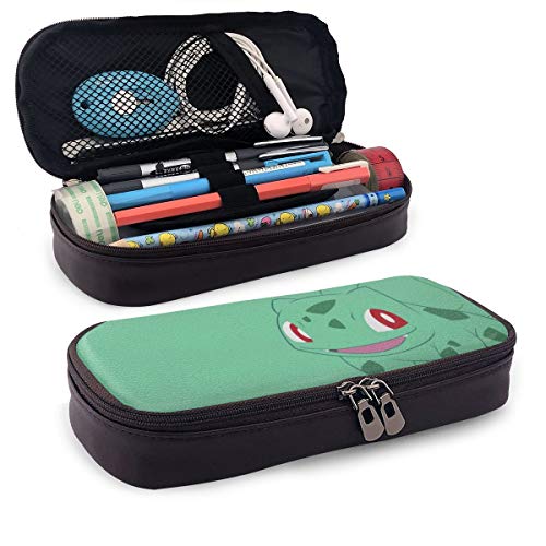 Preisvergleich Produktbild Bulbasaur Federmäppchen aus Leder, großes Fassungsvermögen, mit robustem Reißverschluss für Schreibwaren und andere Schulutensilien