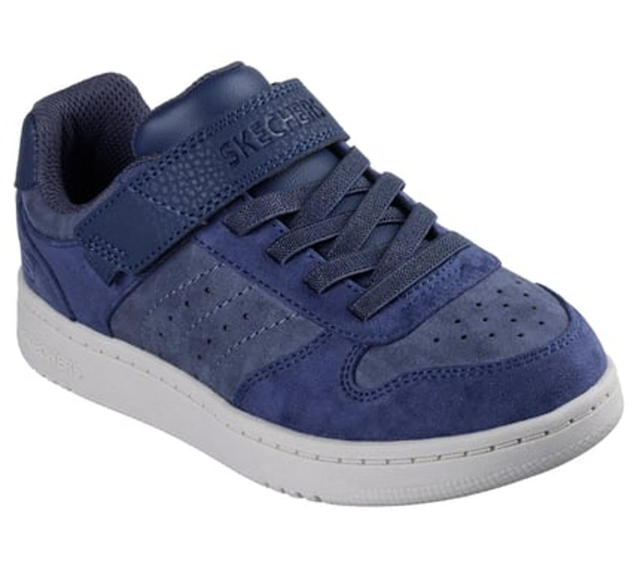 Skechers Boy's Quick Street Smooth Avenue Sneakers, Navy Textile/Synthetic/Navy Trim, 1 UK Child