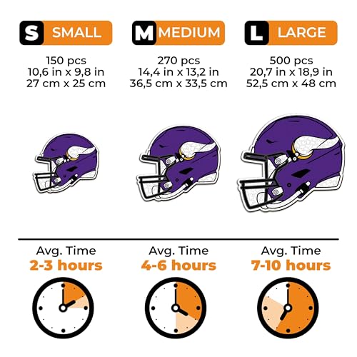 Iconic Puzzles, Minnesota Vikings Helmet, Wooden Puzzle officially licensed NFL, 100% sustainable - Image 4
