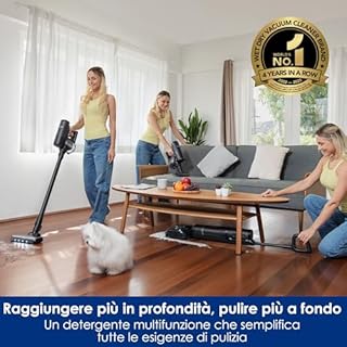 Tineco FLOOR ONE SWITCH S7 Stretch Aspirapolvere lavapavimenti multifunzione 5 in 1, design piatto a 180°, asciugatura rapida con aria calda a 85°C, design anti-groviglio