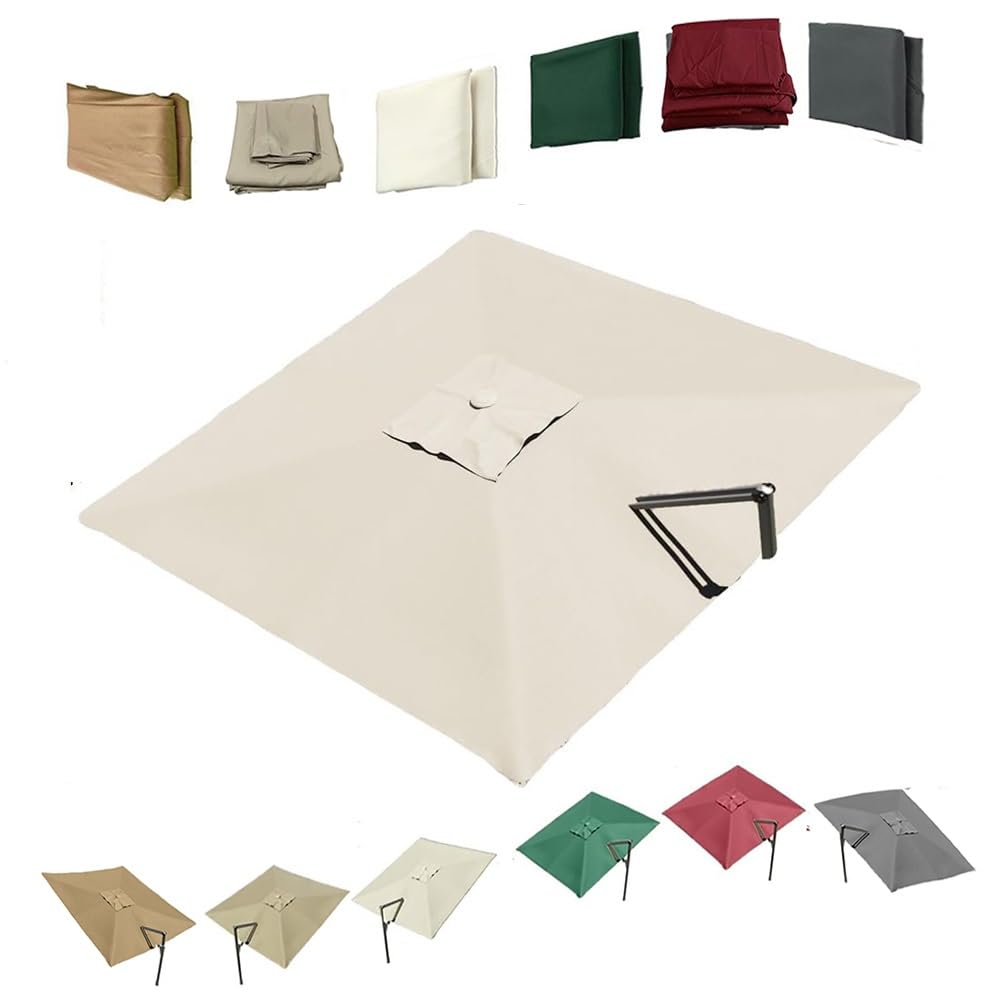 3x4m 3x3m 2.5×2.5m Tessuto di Ricambio per Ombrellone Quadrato 8 Stecche Khaki Telo di Ricambio per Ombrellone Giardino(Beige,3x3m/9.8x9.8ft)