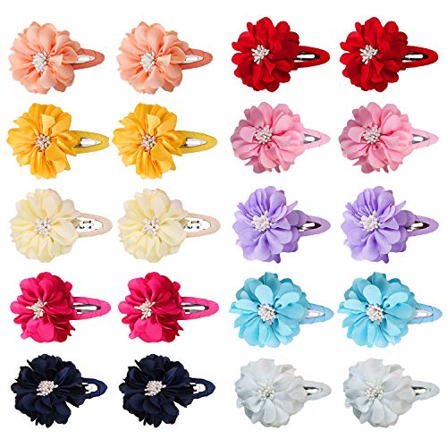 Elesa Miracle 20pcs Baby Girl Hair Clips Kids Little Girls Boutique Grosgrain Ribbon Flower Hair Bows Clips