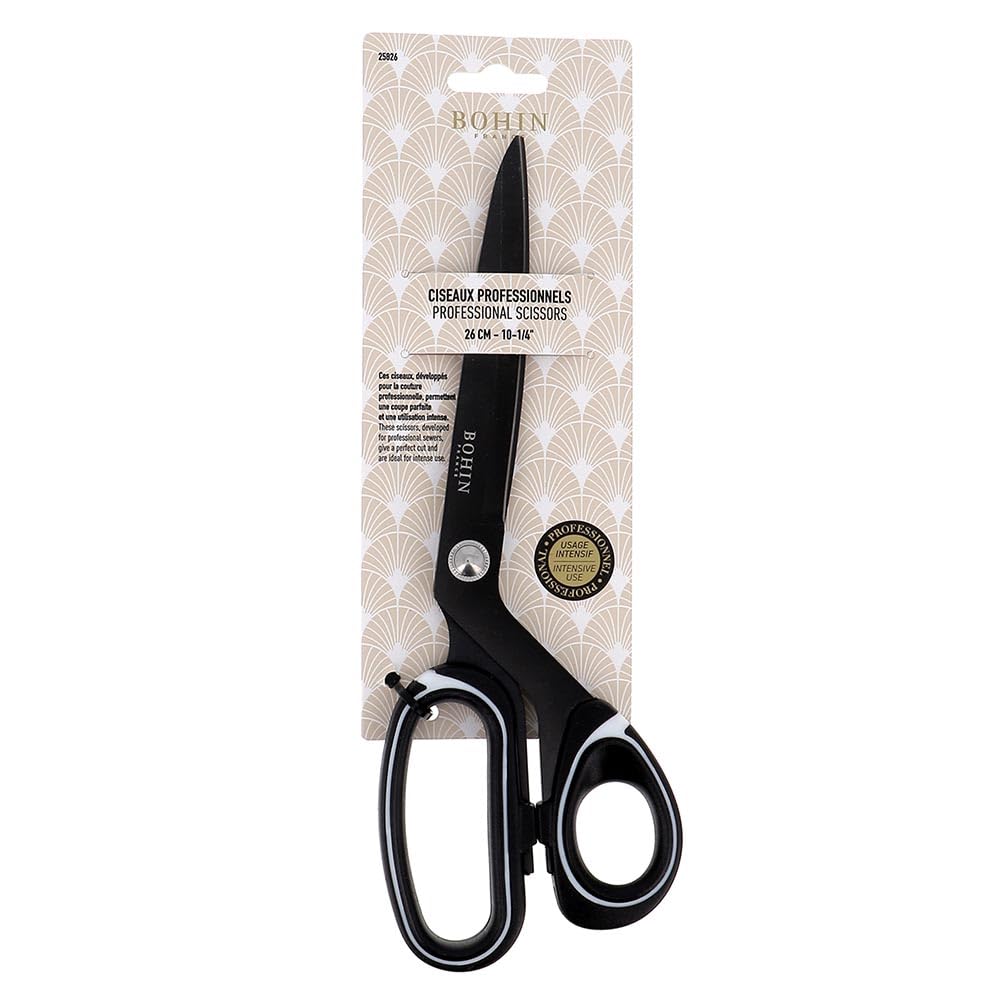 BOHIN France - BOHIN France Rostfrei Stahl Titan Beschichtet (26cm) Fachmann Nähen Schere mit Ergonomisch Griffe - 1 Stück, Silber