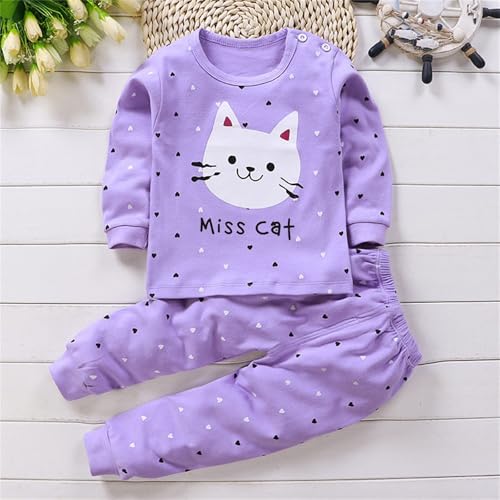 Baby Girls Cotton 𝐏ajamas 𝐒nug Fit 𝐏a𝐣ama Set Long Sleeve Crewneck Tops + Long Pants Sl𝐞epwear Cute Cat 𝗟oungewear2