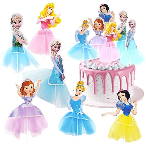 MEZHEN Princesa Decoracion Tarta Sirena Pastel Toppers Niña Cupcake Toppers Princess Cake Toppers 12 Piezas Cover