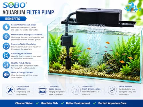 Image of FAH WP-3880F TANK TOP FILTER Sobo Power 40W| Max Flow: 2500L /H | 3ft n Above Aquarium | For Super Cleaning with inchFREE inch Cotton Pad (submersible)