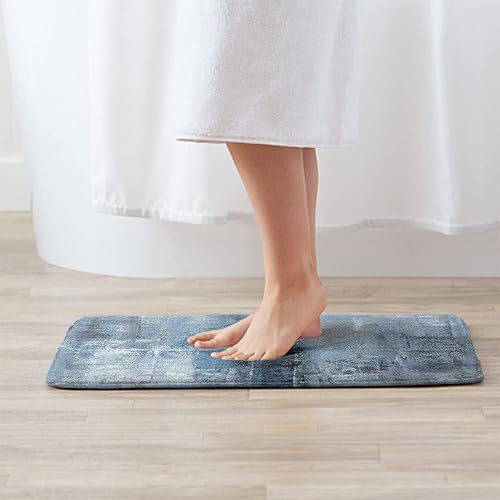 Miniatura 2 de Tapetes de baño para baño, alfombras de decoración de baño, antideslizantes, pintura abstracta azul y gris, cubierta lavable, alfombra absorbente y