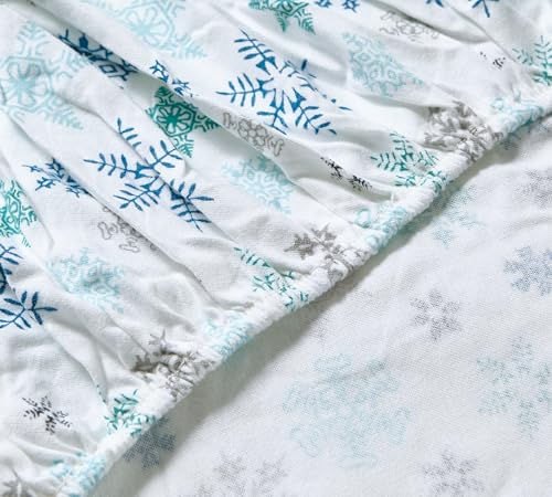 Image of Eddie Bauer - Flannel Sheets Twin Size, Anti-Pilling & Wrinkle Resistant Cotton, Touchably Soft for All-Season Comfort - Bed Sheets with Matching Pillowcase & Fitted Sheet (Tossed Snowflake Blue)