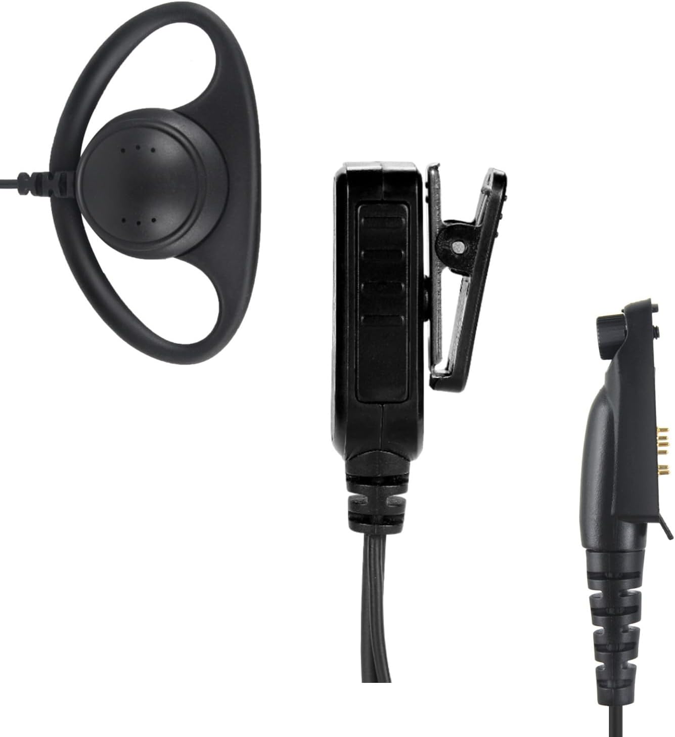 Walkie Talkie Ear Piece D Shape D-Ring Loop Shaped Earpiece for Motorola Ailunce dmr Ham Radio ha1g hd1 hd-1 gp328plus ex500 for Retivise nr30 rt29 rt29d rb47 rt89 rb23 rt68, with PTT mic