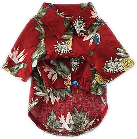 CT COUTUDI Hawaiian Dog Shirts Aloha Dog Shirt Pet Summer Cool Summer Flower Pineapple Shirt for Small to Medium Puppy Cat Dog