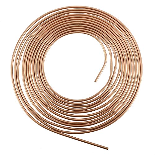 Auinland 25 Ft. Of 3/16 In Brake Line Tubing Kit, Copper-Coated Iron Break Line, Flexible Brake Coil Roll With 16 Fittings #TOP4